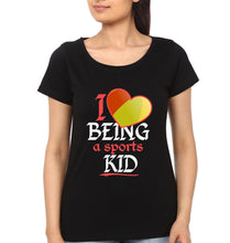 Load image into Gallery viewer, I Love Being A Sports Mom I Love Being A Sports Kid Mother and Daughter Matching T-Shirt- KidsFashionVilla