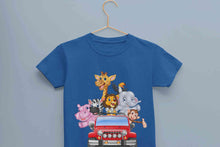 Load image into Gallery viewer, Jungle Jeep Cartoon Half Sleeves T-Shirt For Girls -KidsFashionVilla