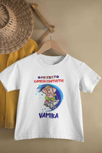 Load image into Gallery viewer, My First Ganesh Chaturthi Half Sleeves T-Shirt For Girls -KidsFashionVilla