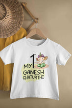 Load image into Gallery viewer, My 1st Ganesh Chaturthi Half Sleeves T-Shirt For Girls -KidsFashionVilla
