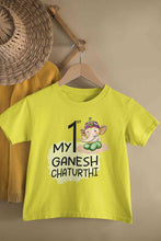 Load image into Gallery viewer, My 1st Ganesh Chaturthi Half Sleeves T-Shirt For Girls -KidsFashionVilla