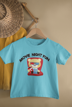 Load image into Gallery viewer, Movie Night Fun Half Sleeves T-Shirt For Girls -KidsFashionVilla