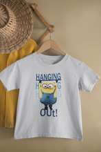 Load image into Gallery viewer, Hanging Out Minion Half Sleeves T-Shirt For Girls -KidsFashionVilla