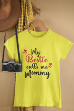 Load image into Gallery viewer, Mommy Is My Bestie Mother And Son Yellow Matching T-Shirt- KidsFashionVilla