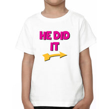 Load image into Gallery viewer, He Did It Brother-Brother Kids Half Sleeves T-Shirts -KidsFashionVilla
