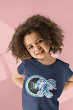 Load image into Gallery viewer, Gemini Zodiac Sign Half Sleeves T-Shirt For Girls -KidsFashionVilla