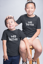 Load image into Gallery viewer, Her Brother His Sister Matching Kid Half Sleeves T-Shirts -KidsFashionVilla