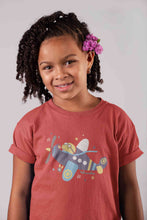 Load image into Gallery viewer, Jumbo Jet Cartoon Half Sleeves T-Shirt For Girls -KidsFashionVilla