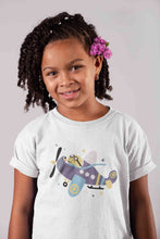 Load image into Gallery viewer, Jumbo Jet Cartoon Half Sleeves T-Shirt For Girls -KidsFashionVilla