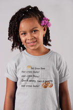 Load image into Gallery viewer, Hot Cross Buns Poem Half Sleeves T-Shirt For Girls -KidsFashionVilla