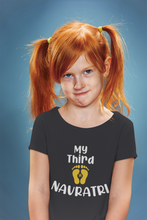 Load image into Gallery viewer, My Third Navratri Half Sleeves T-Shirt For Girls -KidsFashionVilla