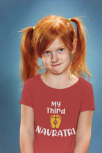 Load image into Gallery viewer, My Third Navratri Half Sleeves T-Shirt For Girls -KidsFashionVilla