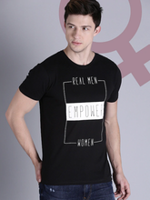 Load image into Gallery viewer, Real Men Empower Women Round Neck Mens Half Sleeves T-shirt- KidsFashionVilla
