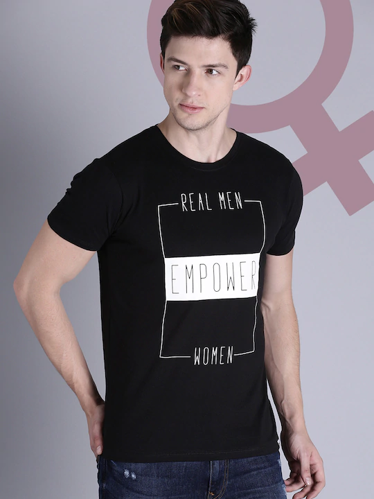 Real Men Empower Women Round Neck Mens Half Sleeves T-shirt- KidsFashionVilla