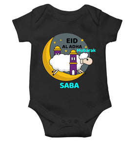 Custom Name Eid Al Adha Bakra Eid Mubarak Rompers for Baby Girl- KidsFashionVilla
