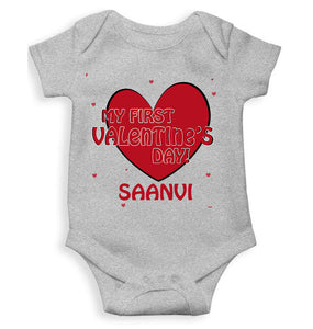 Custom Name 1st Valentine Rompers for Baby Girl- KidsFashionVilla