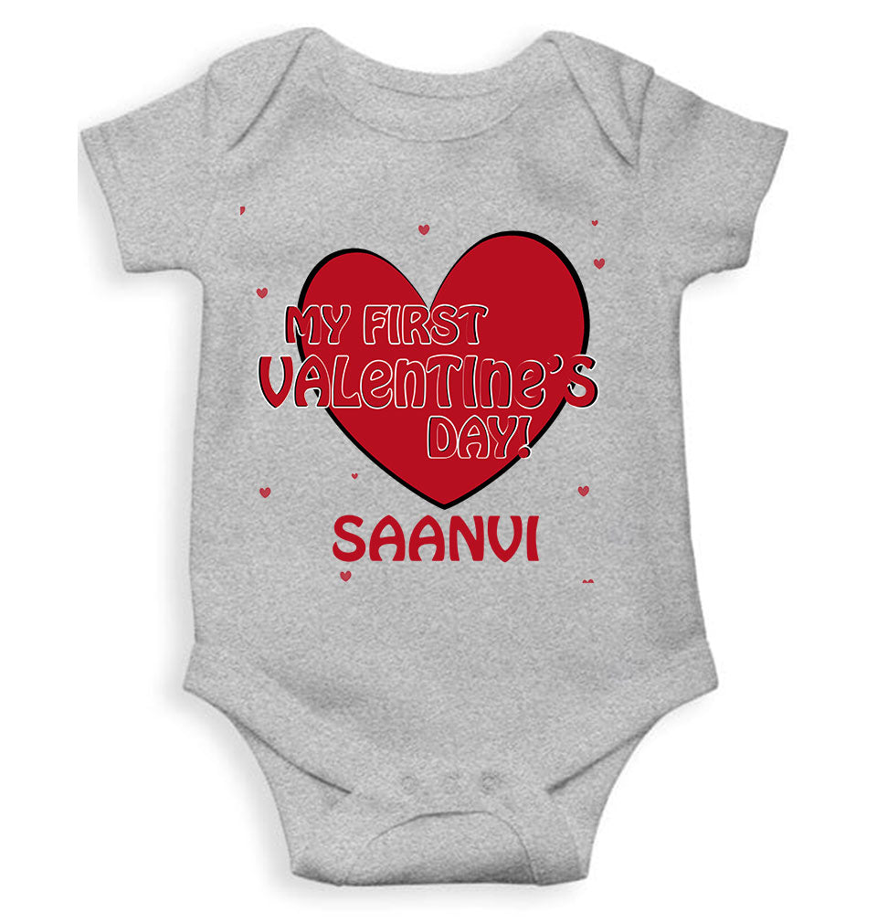 Custom Name 1st Valentine Rompers for Baby Girl- KidsFashionVilla