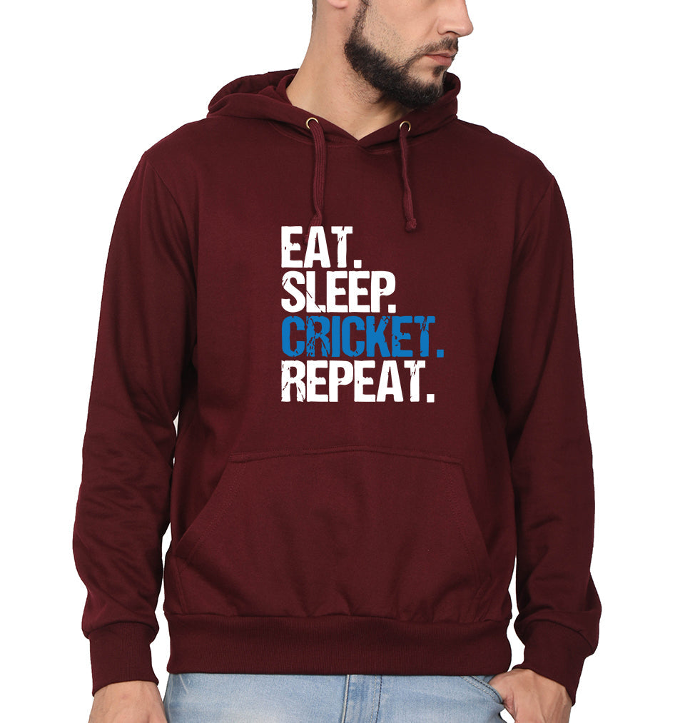 CRICKET Eat Sleep Cricket Repeat Men Hoodies-KidsFashionVilla