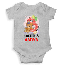 Load image into Gallery viewer, Custom Name 8 Month Birthday Teddy Design Rompers for Baby Girl- KidsFashionVilla
