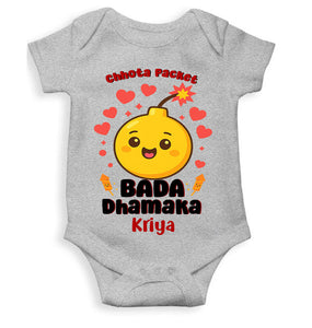 Custom Name Chhota Packet Baada Dhamaka Diwali Rompers for Baby Girl- KidsFashionVilla