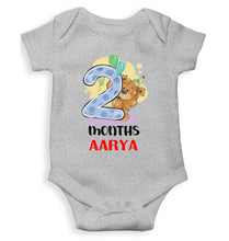 Load image into Gallery viewer, Custom Name 2 Month Birthday Teddy Design Rompers for Baby Girl- KidsFashionVilla
