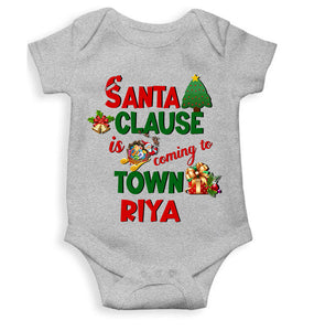 Custom Name Santa Clause Is Coming To Town Christmas Rompers for Baby Girl- KidsFashionVilla