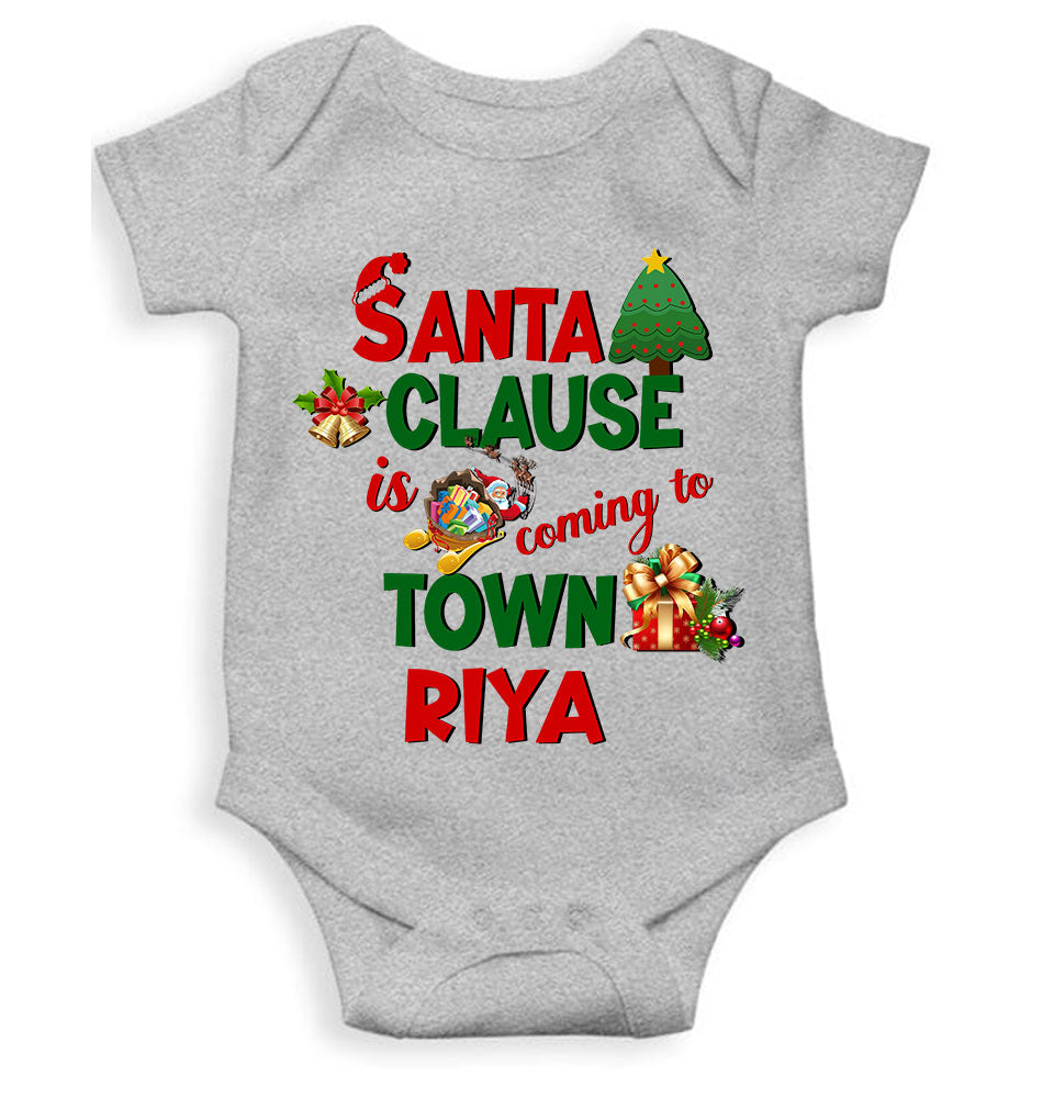 Custom Name Santa Clause Is Coming To Town Christmas Rompers for Baby Girl- KidsFashionVilla