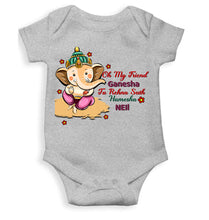 Load image into Gallery viewer, Custom Name Oh My Friend Ganesha Ganesh Chaturthi Rompers for Baby Boy- KidsFashionVilla
