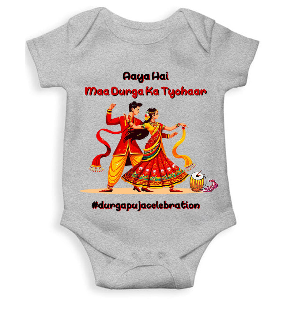 Durga Pooja Aaya Hai Maa Durga Ka Tyohaar Rompers for Baby Girl- KidsFashionVilla