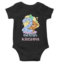 Load image into Gallery viewer, Custom Name 2 Month Birthday Teddy Design Rompers for Baby Boy- KidsFashionVilla
