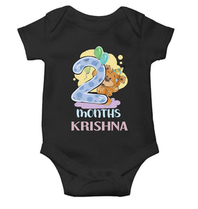 Custom Name 2 Month Birthday Teddy Design Rompers for Baby Boy- KidsFashionVilla