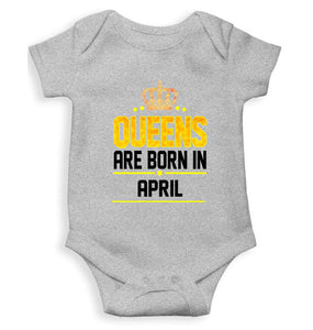 Queens Are Born In April Rompers for Baby Girl- KidsFashionVilla
