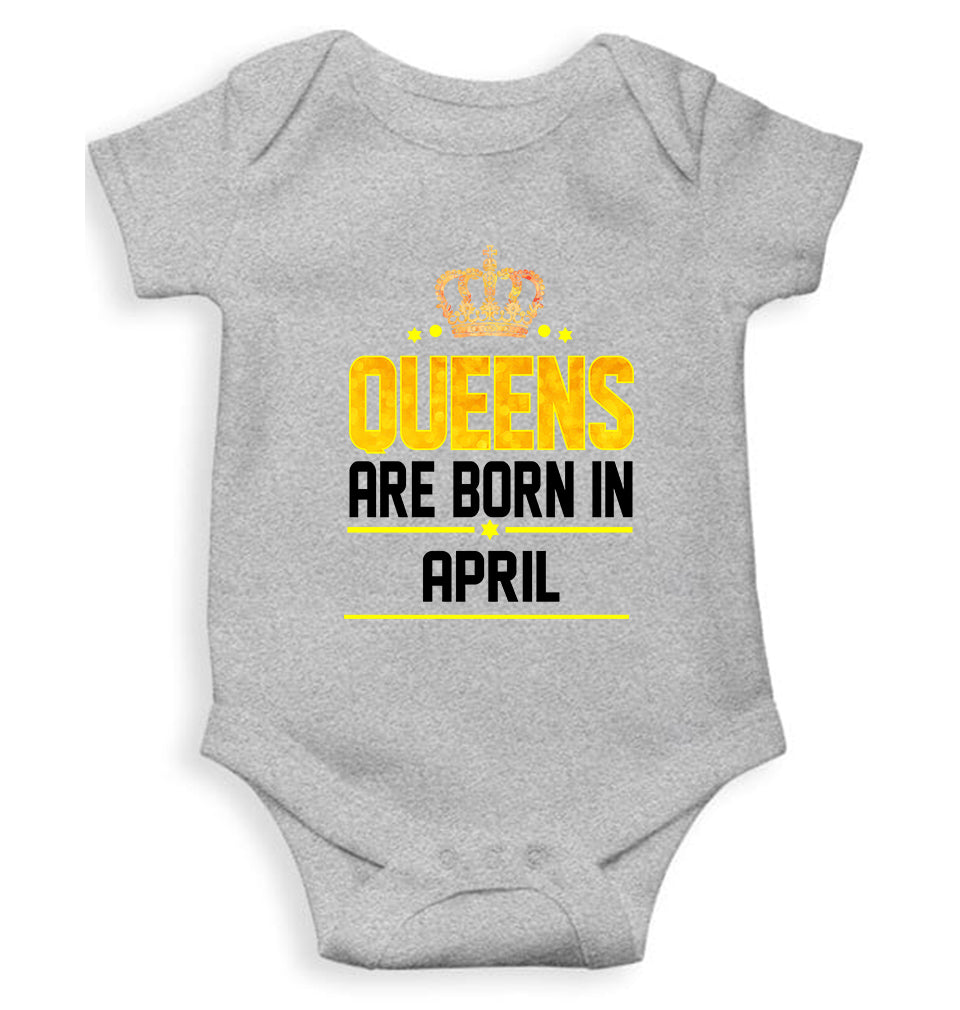 Queens Are Born In April Rompers for Baby Girl- KidsFashionVilla