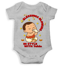 Load image into Gallery viewer, Custom Name Blessing Blowing In Style With Durga Puja Rompers for Baby Boy- KidsFashionVilla
