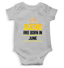 Load image into Gallery viewer, Queens Are Born In June Rompers for Baby Girl- KidsFashionVilla
