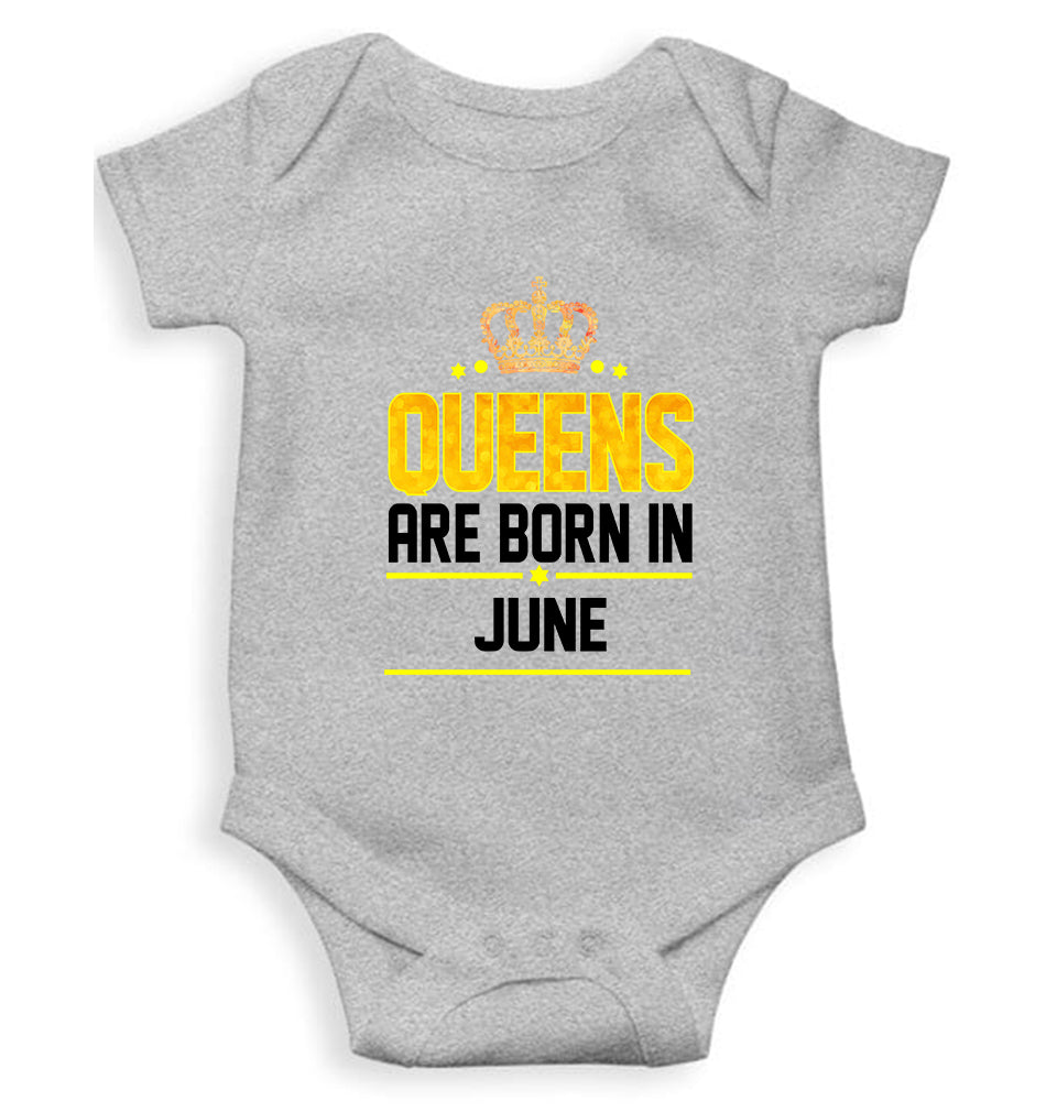 Queens Are Born In June Rompers for Baby Girl- KidsFashionVilla
