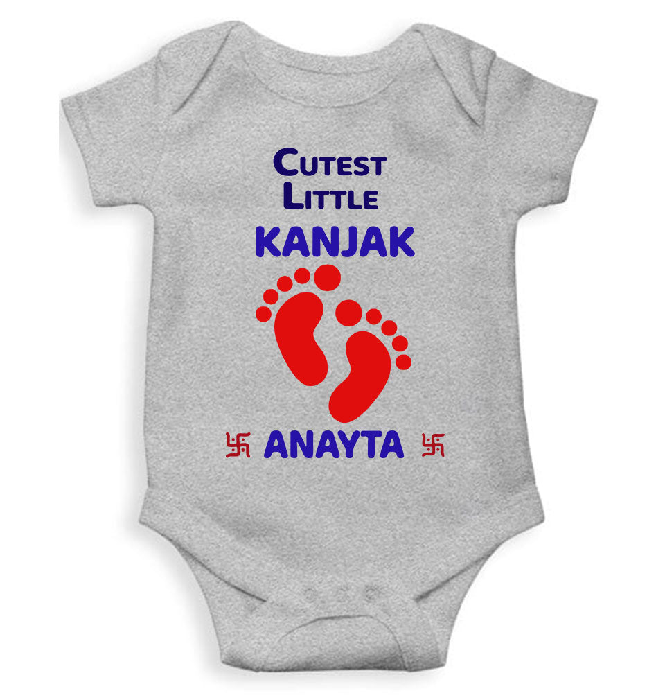 Custom Name Cutest Little Kanjak Navratri Rompers for Baby Girl- KidsFashionVilla