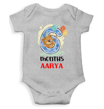 Load image into Gallery viewer, Custom Name 6 Month Birthday Teddy Design Rompers for Baby Girl- KidsFashionVilla
