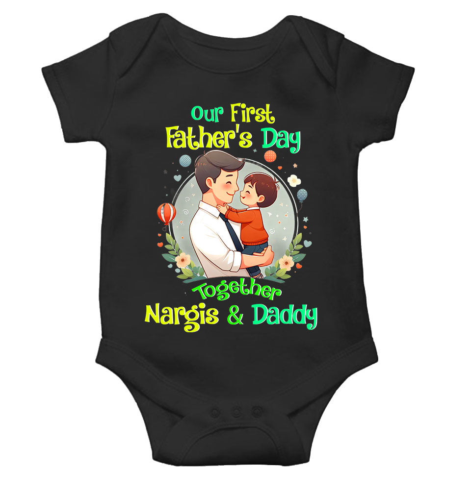 Custom Name Our First Father Day Rompers for Baby Girl- KidsFashionVilla