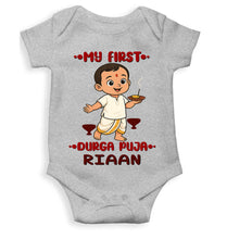 Load image into Gallery viewer, Custom Name First Durga Puja Rompers for Baby Boy- KidsFashionVilla
