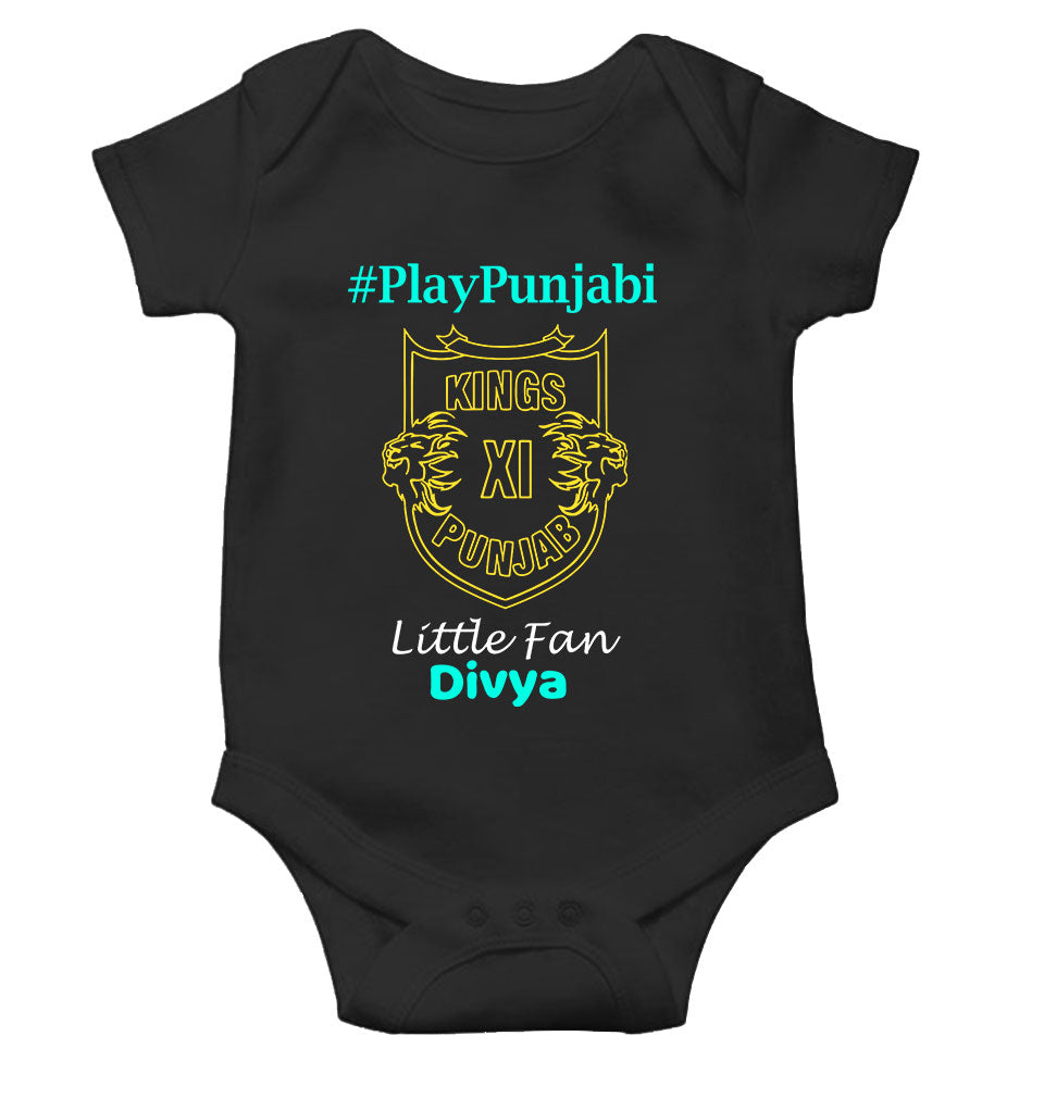 Custom Name IPL PBKS Punjab Kings PlayPunjabi Kings Eleven Punjab Rompers for Baby Girl- KidsFashionVilla