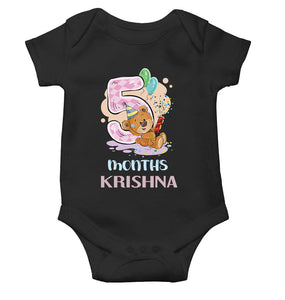 Custom Name 5 Month Birthday Teddy Design Rompers for Baby Boy- KidsFashionVilla