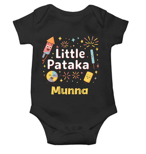 Custom Name Little Patkaha Diwali Rompers for Baby Boy- KidsFashionVilla