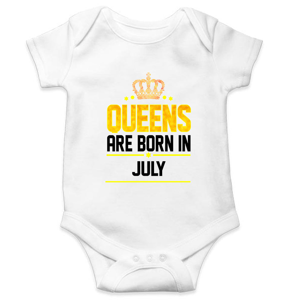 Queens Are Born In July Rompers for Baby Girl- KidsFashionVilla