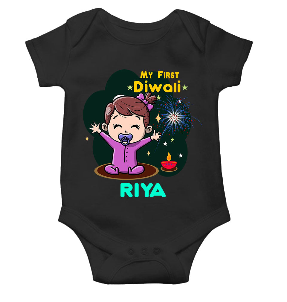 Custom Name My First Diwali Rompers for Baby Girl- KidsFashionVilla