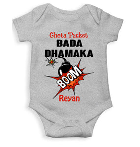 Custom Name Chota Packet Bada Dhamaka Diwali Rompers for Baby Boy- KidsFashionVilla