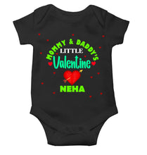 Load image into Gallery viewer, Custom Name Mommys And Daddys Little Valentine Rompers for Baby Girl- KidsFashionVilla
