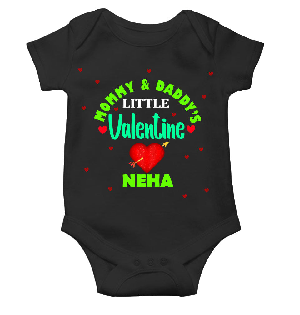 Custom Name Mommys And Daddys Little Valentine Rompers for Baby Girl- KidsFashionVilla