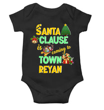Load image into Gallery viewer, Custom Name Santa Clause Is Coming To Town Christmas Rompers for Baby Boy- KidsFashionVilla
