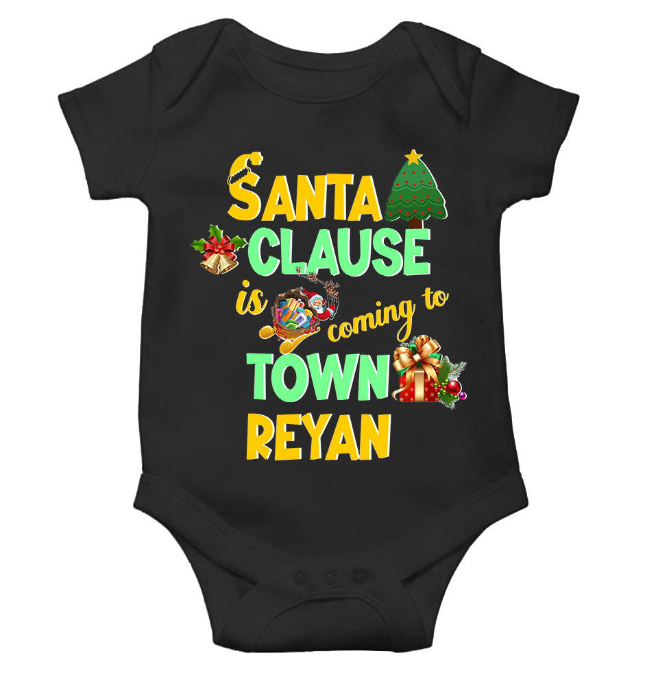 Custom Name Santa Clause Is Coming To Town Christmas Rompers for Baby Boy- KidsFashionVilla